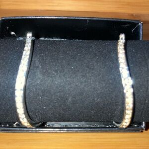 Elegant Silver and Cz Women's Hoop Earrings